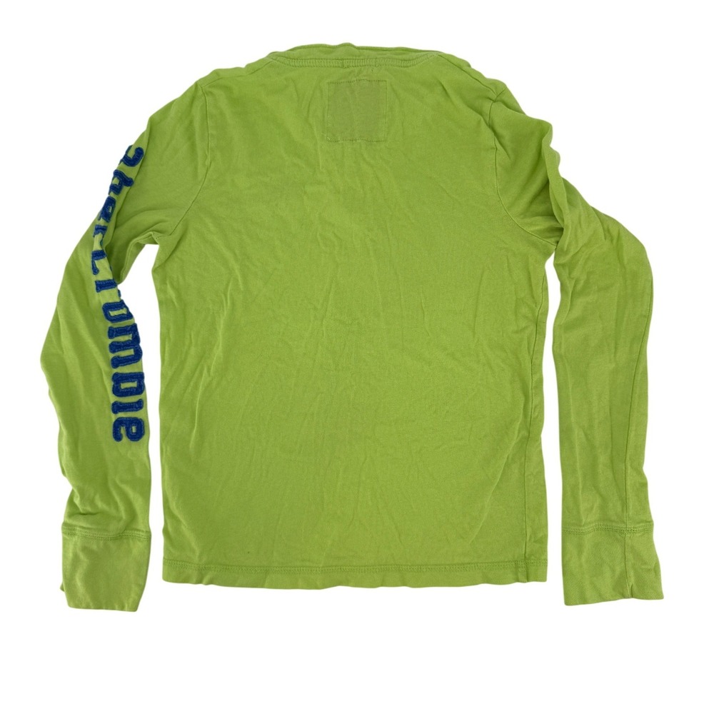 Abercrombie Y2K Boys Lime Green Henley Long Sleeve Shirt Muscle Fit Medium M - Picture 5 of 7